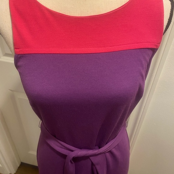 Elle Womens Purple Red Pink Color Block Sleeveless Midi Dress size 8 - Picture 9 of 12